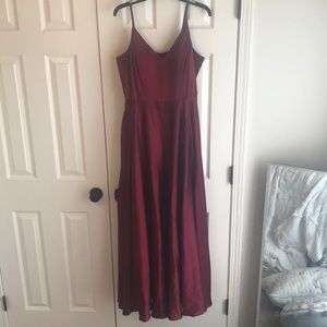 Maroon Floor Length Dress from Windsor Size:13/14